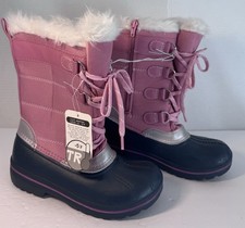 NWT Wonder Nation girl Faux Fur WinterSnow Boots Pink Zipper side lace up Size 2
