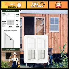 2 Pack 24"x27" Flush Mount Shed Windows with Tempered Glass for Chicken Coop, Pl