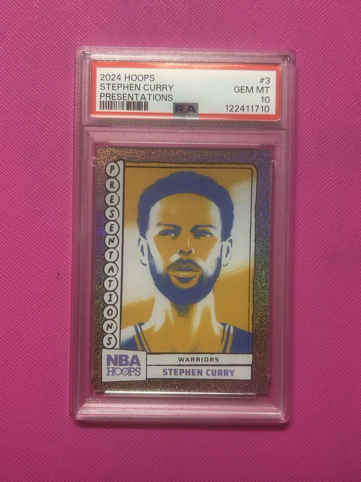 2024-25 Panini NBA Hoops Stephen Curry #3 Presentations SSP CASE HIT PSA 10
