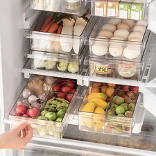 Clear Refrigerator Organizer Bins – Plastic Storage for Fridge & Pantry
