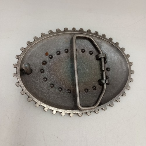 Ovale aufwendige blau türkis Emaille Western Gürtelschnalle Vintage - Bild 2 von 7