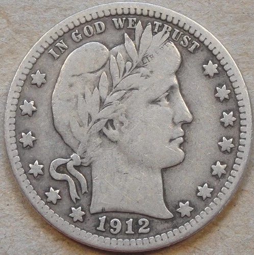 1912-S Barber Quarter 25c F+ as Pictured L3-1