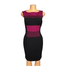 Maggy London Womens Colorblock Sheath Dress Black Pink Purple Size 6 Sleeveless