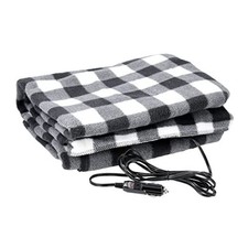Heated Blanket - 12-Volt Electric Blanket for Car, Truck, Black/White Plaid
