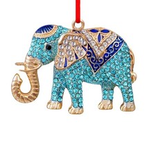 D24TIME Elephant Christmas Ornament - Metal Teal for 2.4" 1.8", A01
