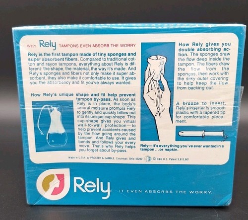 RARE Vintage Box 30 RELY Super Tampons SEALED Film Prop Collectible NOT FOR USE - Picture 6 of 10