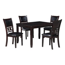 Juego de mesa de comedor Pemberly Row 48" 5 piezas con asientos de cuero sintético en marrón ébano
