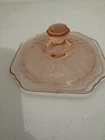 Pink Depression Glass Cookie Biscuit Jar Lid Only Mayfair Open Rose