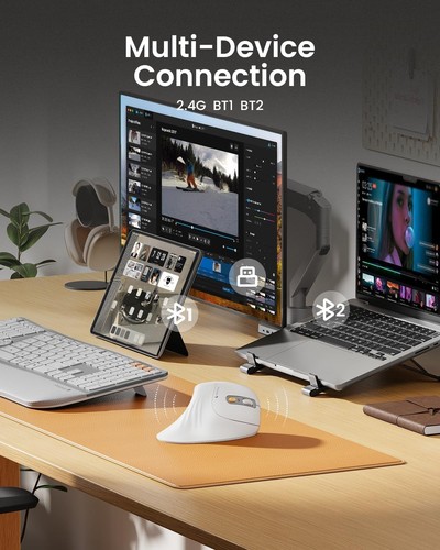Ergonomic Vertical Mouse, EM11 NL Rechargeable Wireless Mouse Bluetooth, Ergo Mi - Picture 3 of 7