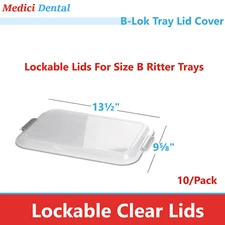 Dental B-Lok Tray Lid Cover, Lockable Clear Lids For Size B Ritter Trays, 10/Pk