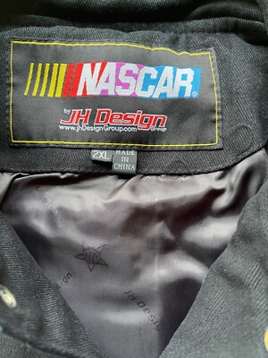 Vintage JH Design CAT Jeff Burton Nascar Racing Jacket Black