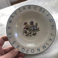 Vintage Lord Nelson Pottery Child's Alphabet Nursery Rhymes bowl RARE
