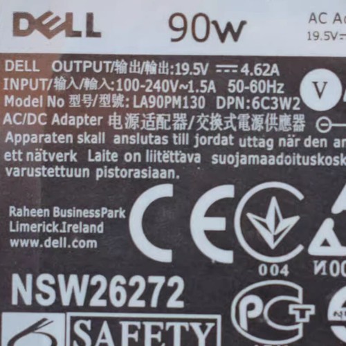 Genuine Dell LA90PM130 Slim Netzteil 19.5V 4.62A Laptop Charger 90W n/PC