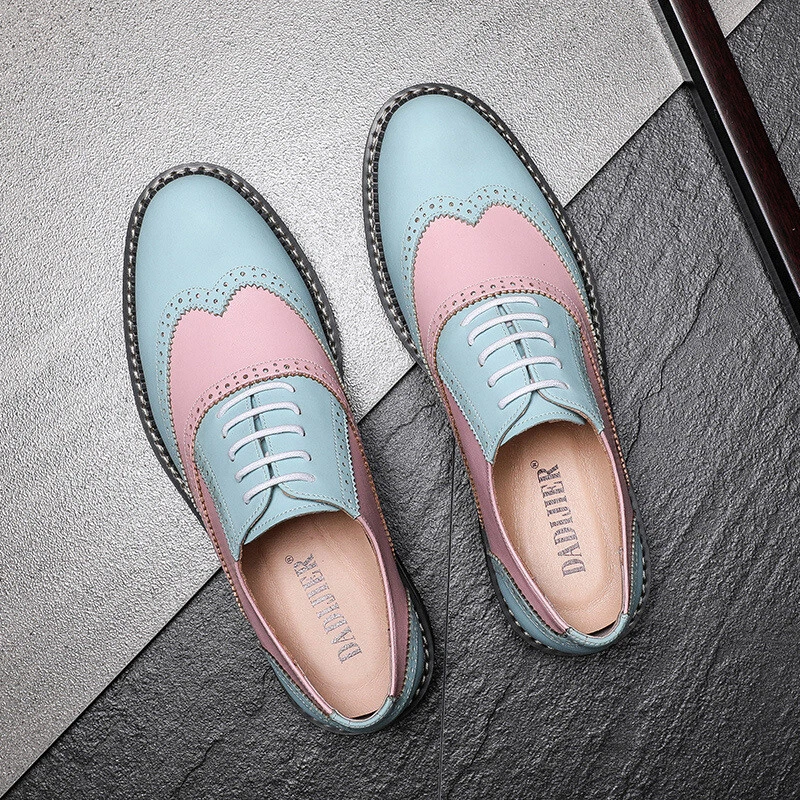 Pink and white mens shop dress shoes