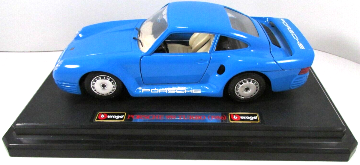 Burago PORSCHE 959 TURBO 1986 Aqua Teal Blue Supercars Diecast Car
