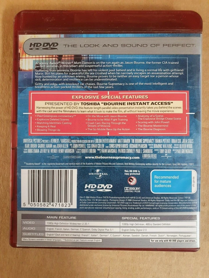 The Bourne Supremacy - Matt Damon - HD DVD new sealed - Image 2 of 2