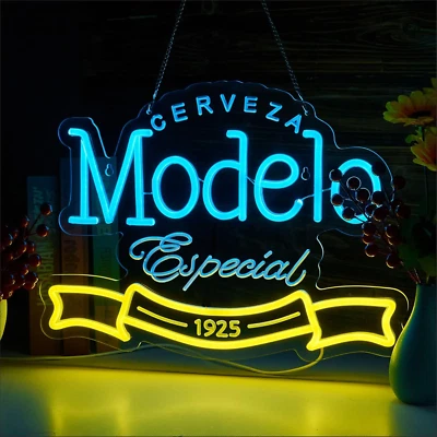 Model Neon Sign for Wall Decor, Beer Bar LED Lights Signs Sign for Bar Man Cave