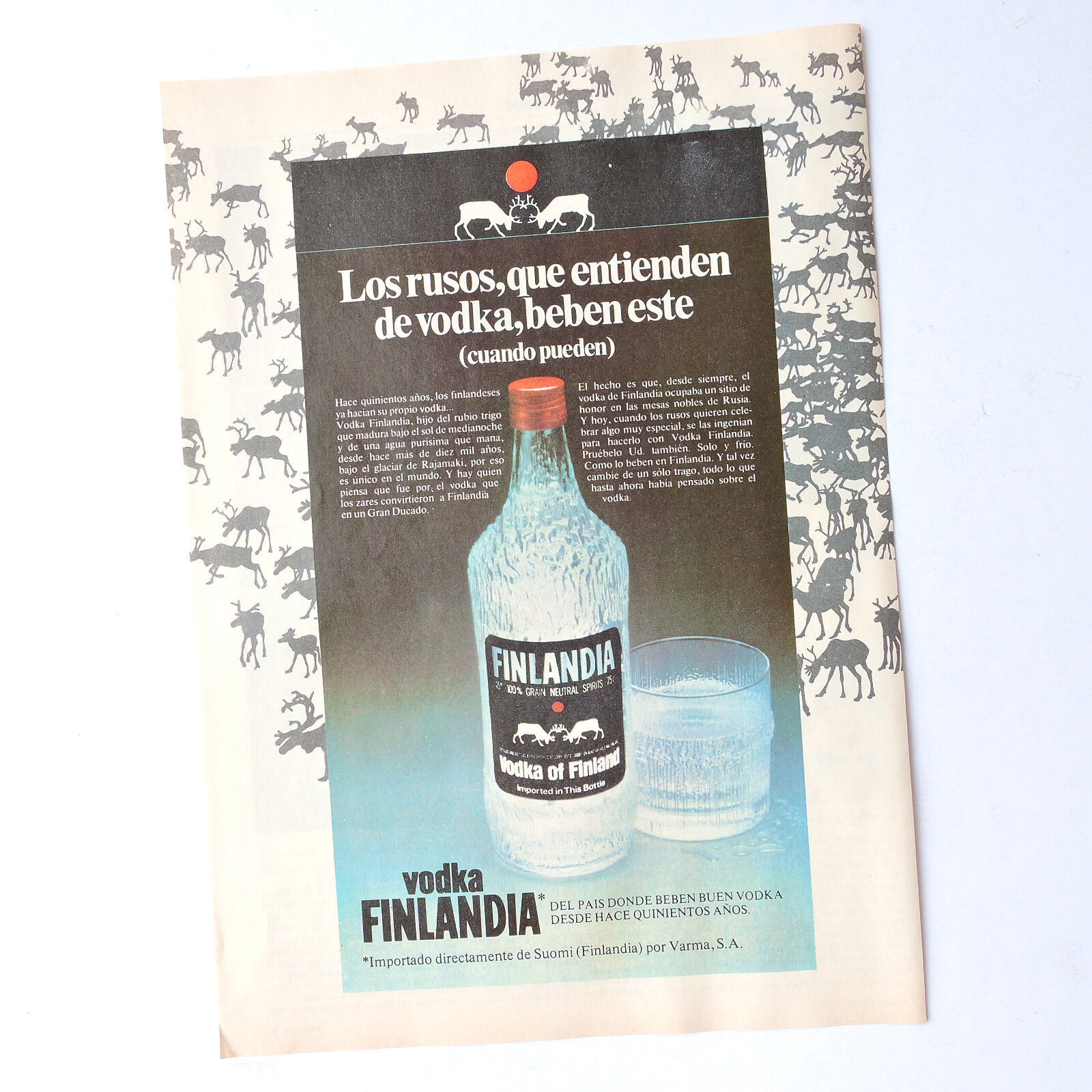 FINLANDIA / Advert Publicidad Ilmoitus Pubblicita Reklame Vodka Wodka Spanish Ad