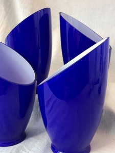 Cobalt Blue 4 Glass Light Shades Angle Cut Ceiling Fan Chandelier