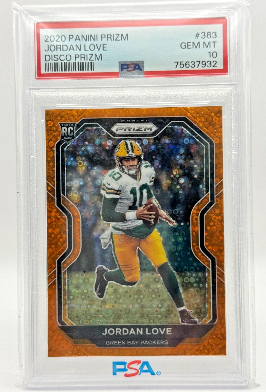 2020 Panini Prizm - Rookie Jordan Love #363 Orange Disco Prizm (RC) PSA GM10