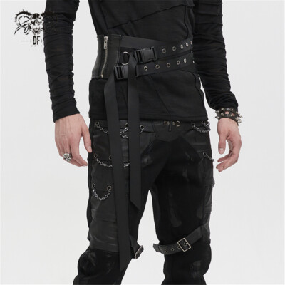 Devil Fashion Men's Black Gothic Punk Cross Adjustable Buckle Belt Girdle 