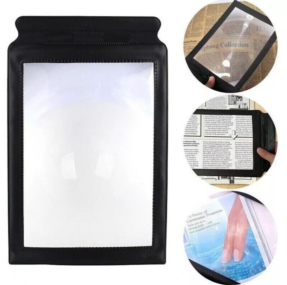 DELUXE A4 FULL PAGE MAGNIFYING SHEET LARGE MAGNIFYING GLASS READING ...