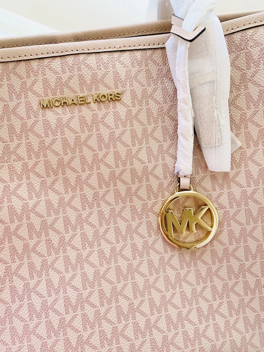Michael kors medium carryall tote vanilla mk signature ballet best sale pink