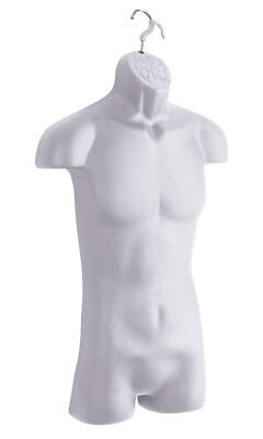 Clothing Display Torso Form Fits S - L Hanging Male Mannequin White Hollow Back