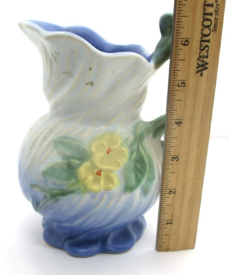 Vintage Weller Pottery Roba Blue Flower Pitcher Ewer