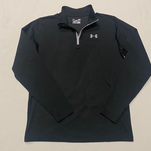 Under Armour Coldgear Fleece Jacket Men's Large Black Fitted Long Sleeve 1/4 Zip