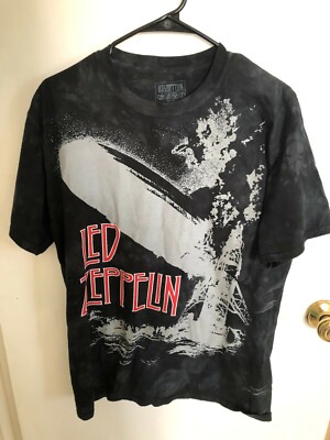 Led Zeppelin Crashing Zeppelin Tie-Dye T-Shirt Men's Medium M Black Made in  USA