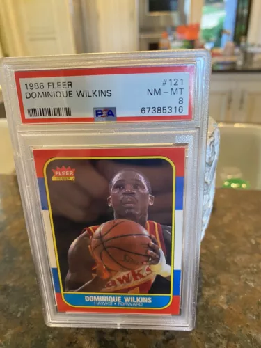 1986 fleer basketball psa 8 Dominique Wilkins rookie card #121 HOF  card