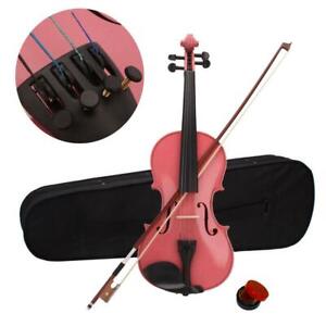 Bysesion New New 1/8 Acoustic Violin Case Bow Rosin Pink 
