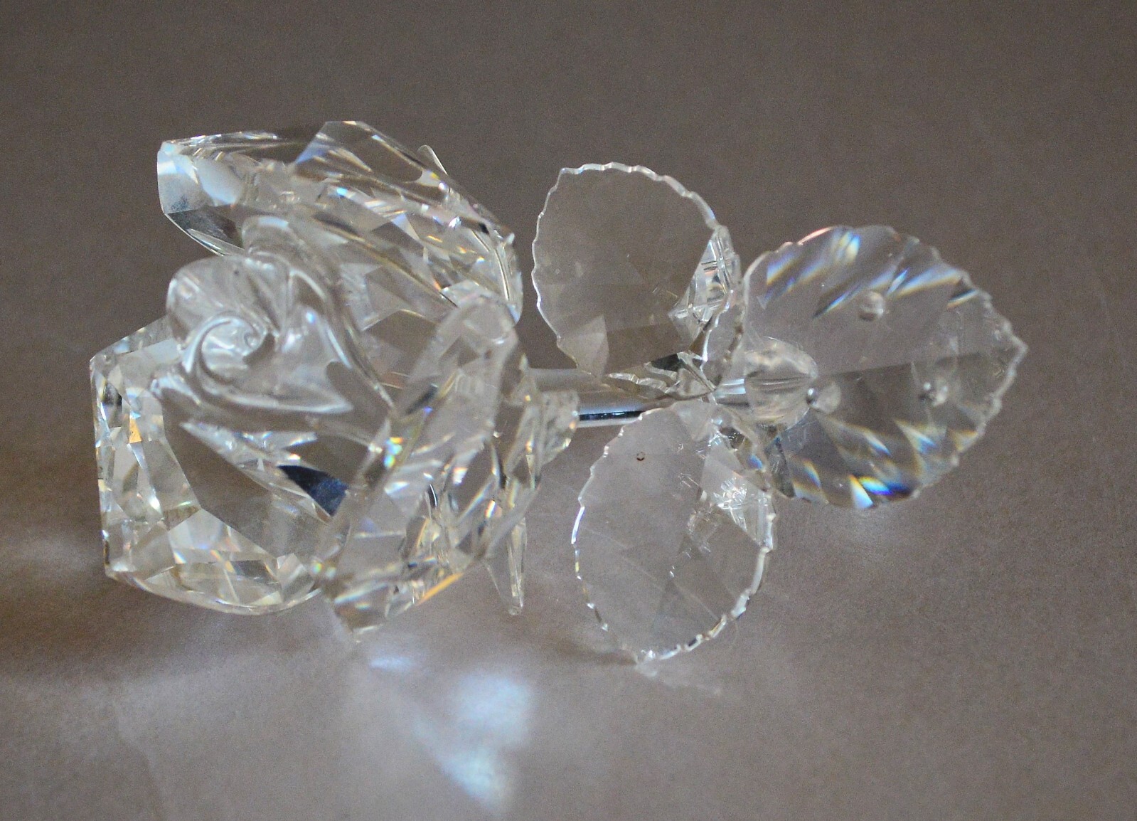 Swarovski Clear Crystal Rose Ornament Good condition no chips Cracks or