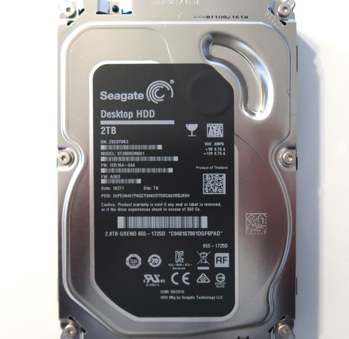 Seagate ST2000DM001 1ER164-044 FW: AQ03 TK Thailand (Z8E0) 3.5" 2000gb 03/2018 - Picture 2 of 3