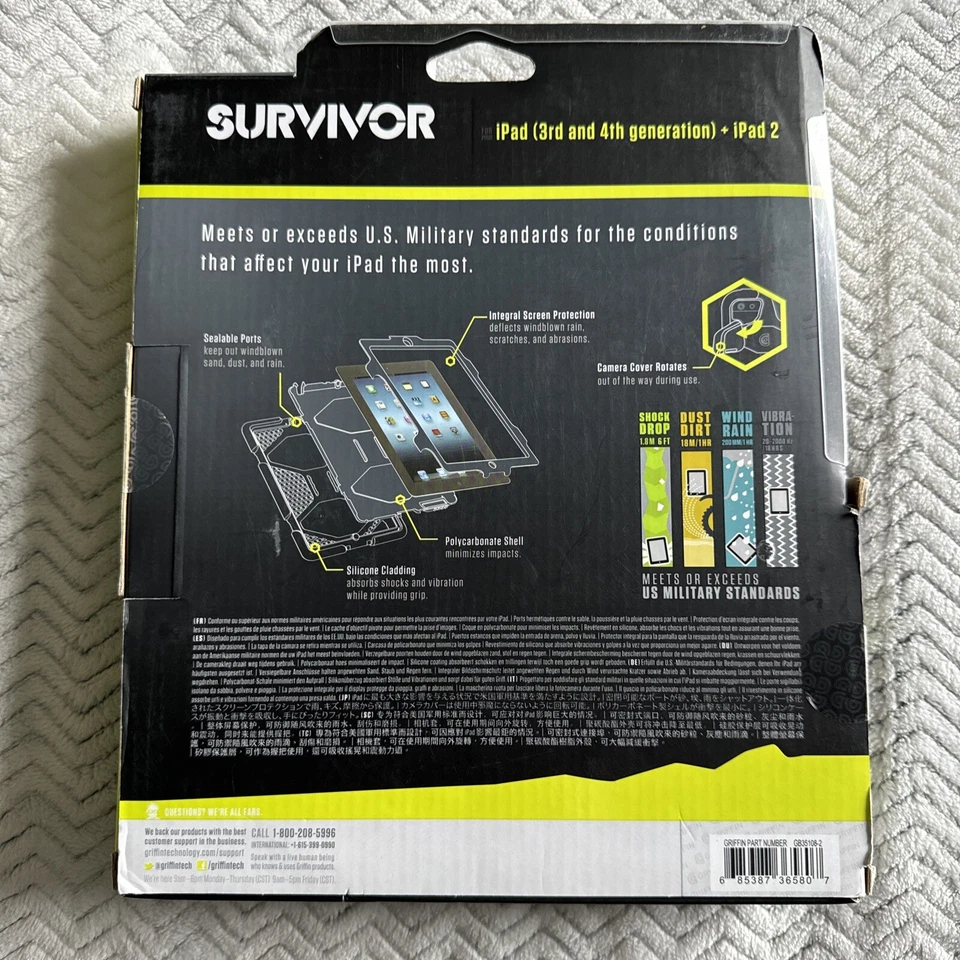 Funda de servicio militar Griffin Survivor GB35108-2 para iPad 2/iPad 3/iPad 4 negra Foto 2 de 4