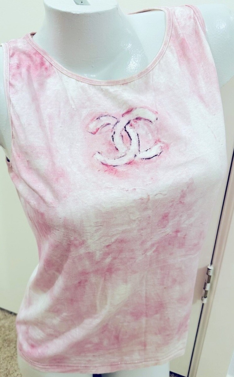 Authentic Pink Huge CC Logo Chanel Top, Size 42, Made In France | eBay