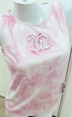 Authentic Pink Huge CC Logo Chanel Top, Size 42, France | eBay
