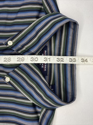 Roundtree & Yorke Button Shirt Men's LargeGray Black Striped Long Sleeve - Picture 6 of 6