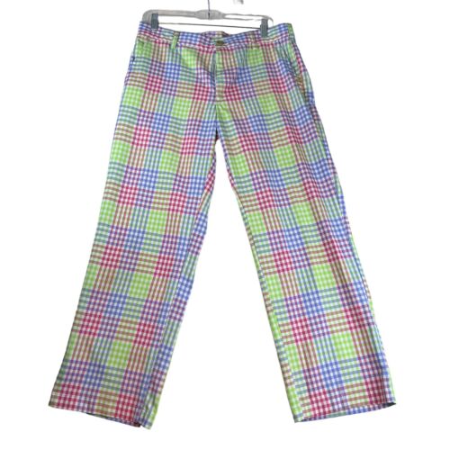 IZOD Golf Performance Rainbow Multicolor Plaid Check Pants Mens Size 32 ...