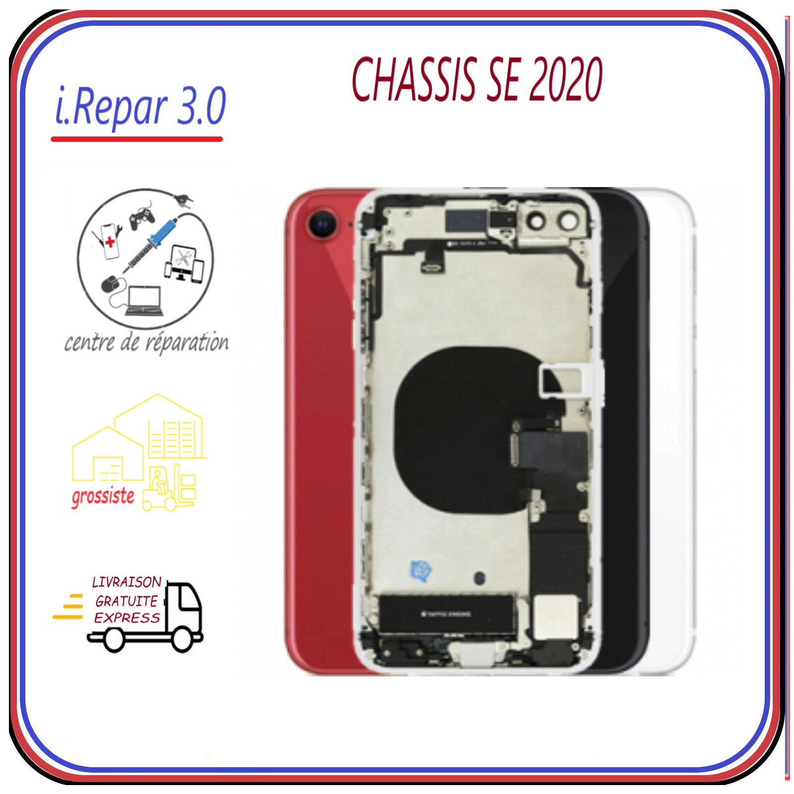 Châssis complet assemblé pour iPhone SE 2020 avec nappes d'origine noir - 4