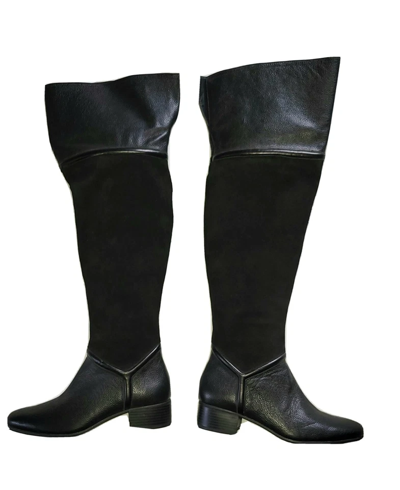 Botas de gamuza y cuero negras H by Halston Kora hasta la rodilla o plegables hasta la rodilla Foto 3 de 4