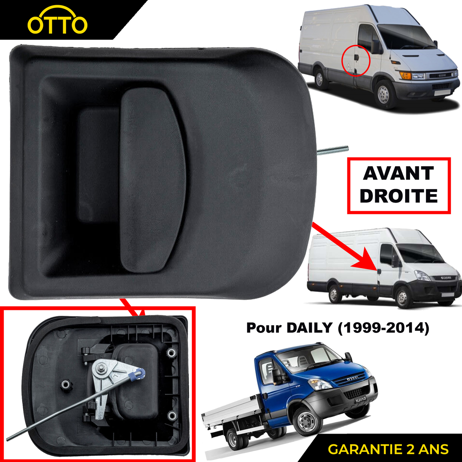 Poignée de porte extérieure droite Iveco Daily idéale pour camionnette de livraison