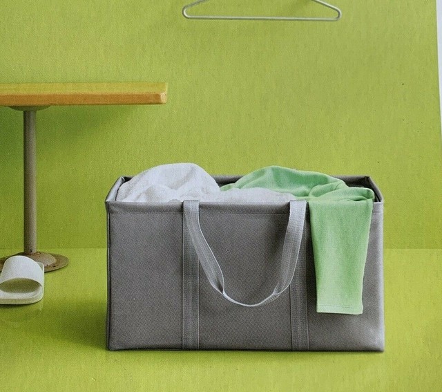 Scrunchable Laundry Tote Hamper With Zippered Pocket Gray eBay