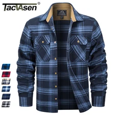 Men's Flannel Shirts Long Sleeve Plaid Shirt Button Up Casual Lightweight Jacket