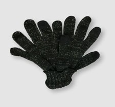 Style  Co Women's Black Solid Shine Tech-Tip Gloves OS