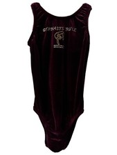 leotard deep purple gold and silver rhinestone gymnasts rule youth medium velvet