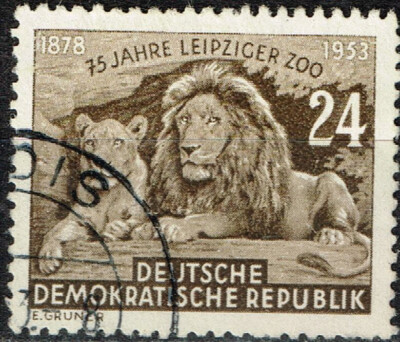 Germany DDR Fauna Wild African Lions stamp 1953 | eBay