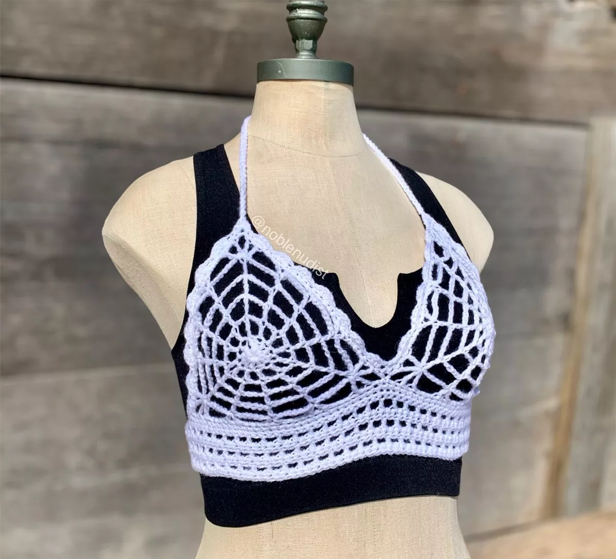 RTS Crochet Knit Spiderweb Halloween Bralette Crop Lingerie Boho