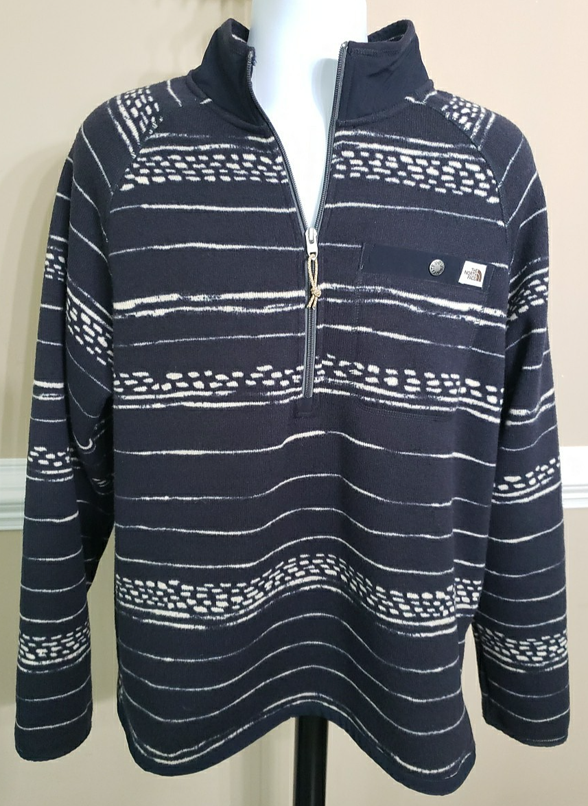 The North Face Men's Gordon Lyons 1/4 Zip Pullover Jacket Large Navy Stripe